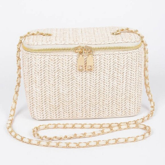 BB Boutique Handbags - Faux Straw Cosmetic Case Bag
